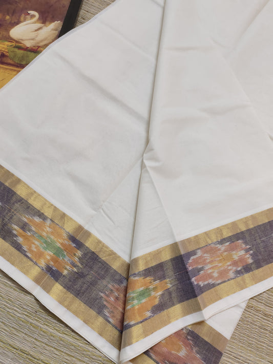 Kerala Cotton Saree With Pochampally Borders