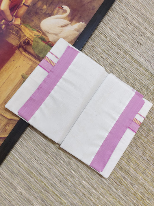 Plain Kasavu kara Cotton Men's Double Dhoti (4 Metres).