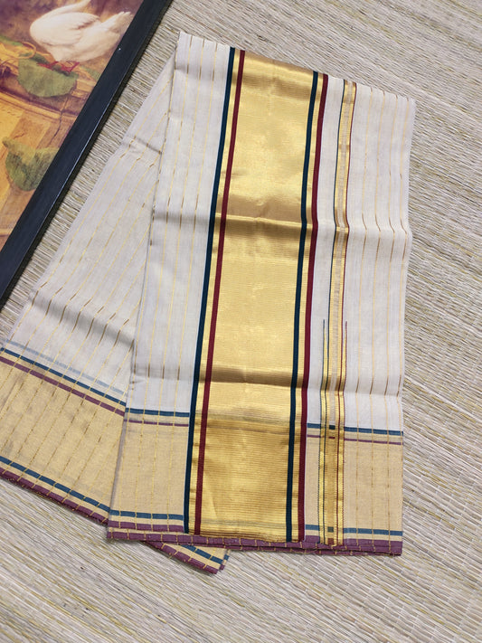 Premium Tissue Handloom Saree With All-Over Stripes