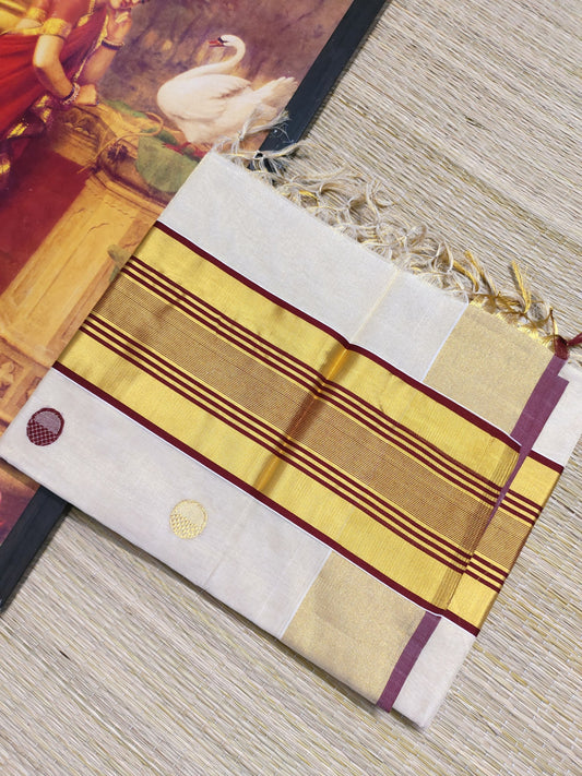Premium Handloom Tissue Saree With All-Over Polka Weave.