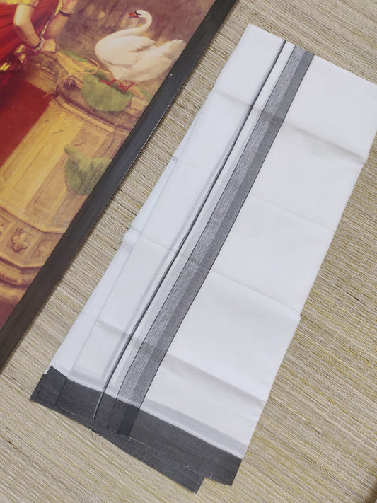 White Cotton Men's Double Dhoti (4 Metres).