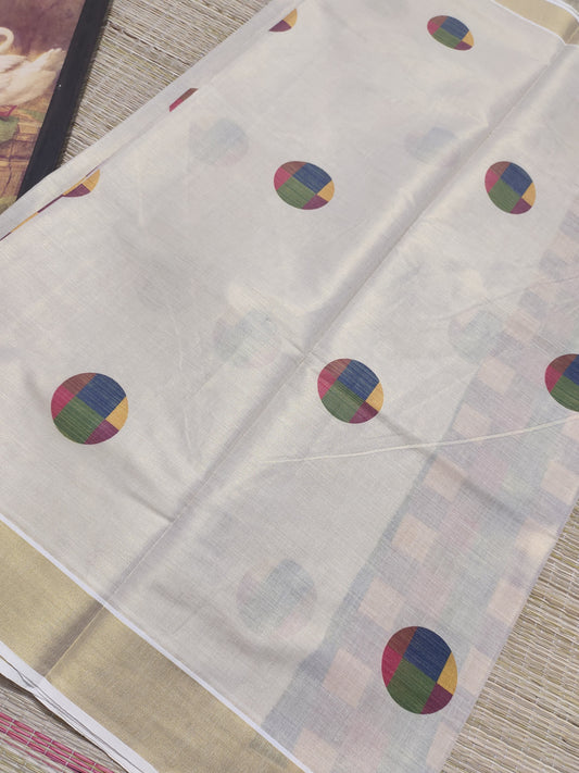 Premium Tissue Saree With Digital Printed Madras Check