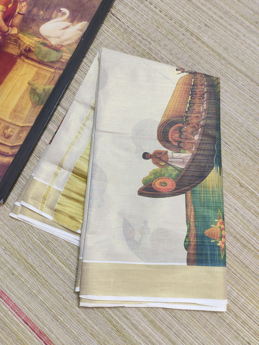 Festive Edit - Premium Tissue Saree With All-Over Digital Printed Kathakali And Vallamkali