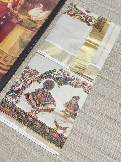 Premium Tissue Saree With Kathakali Prints
