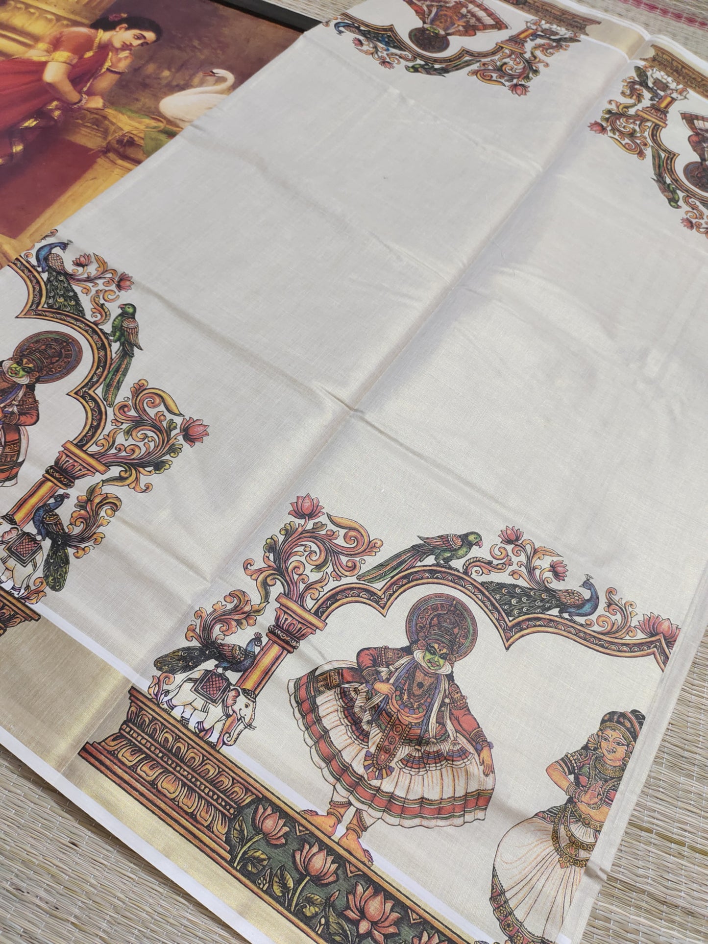 Premium Tissue Saree With Kathakali Prints