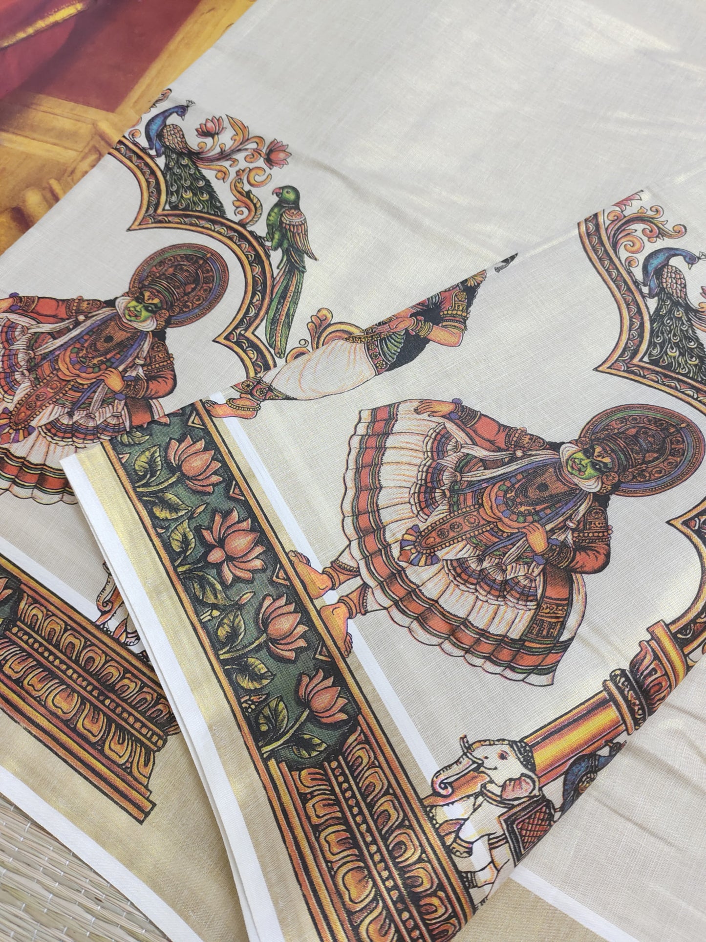 Premium Tissue Saree With Kathakali Prints