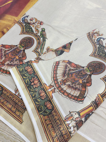 Premium Tissue Saree With Kathakali Prints