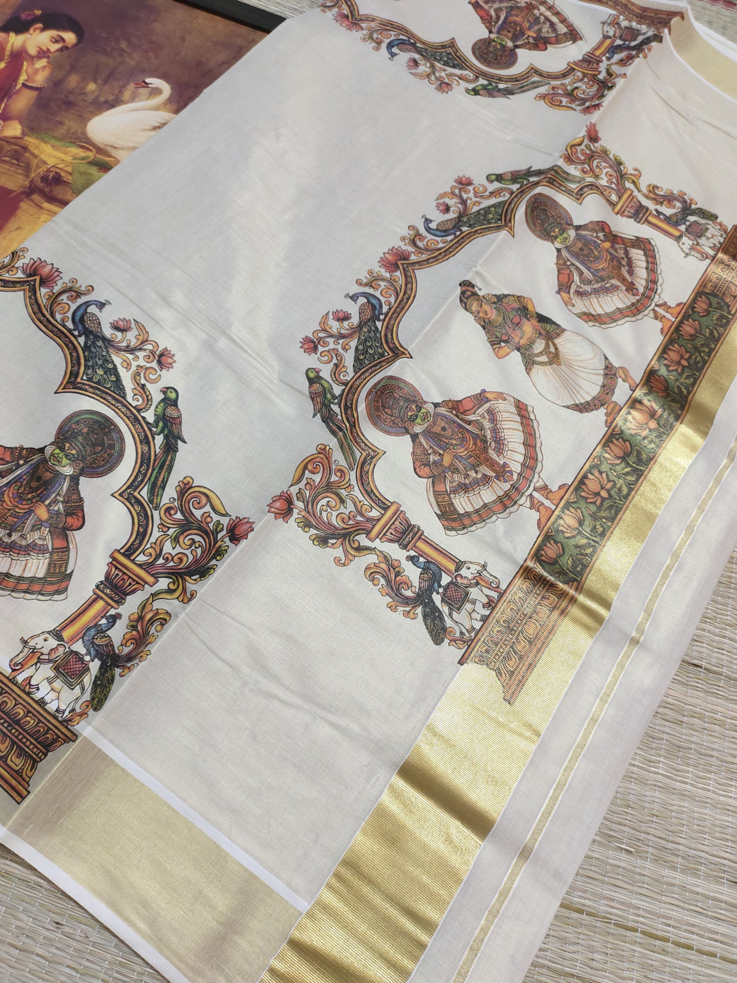 Premium Tissue Saree With Kathakali Prints