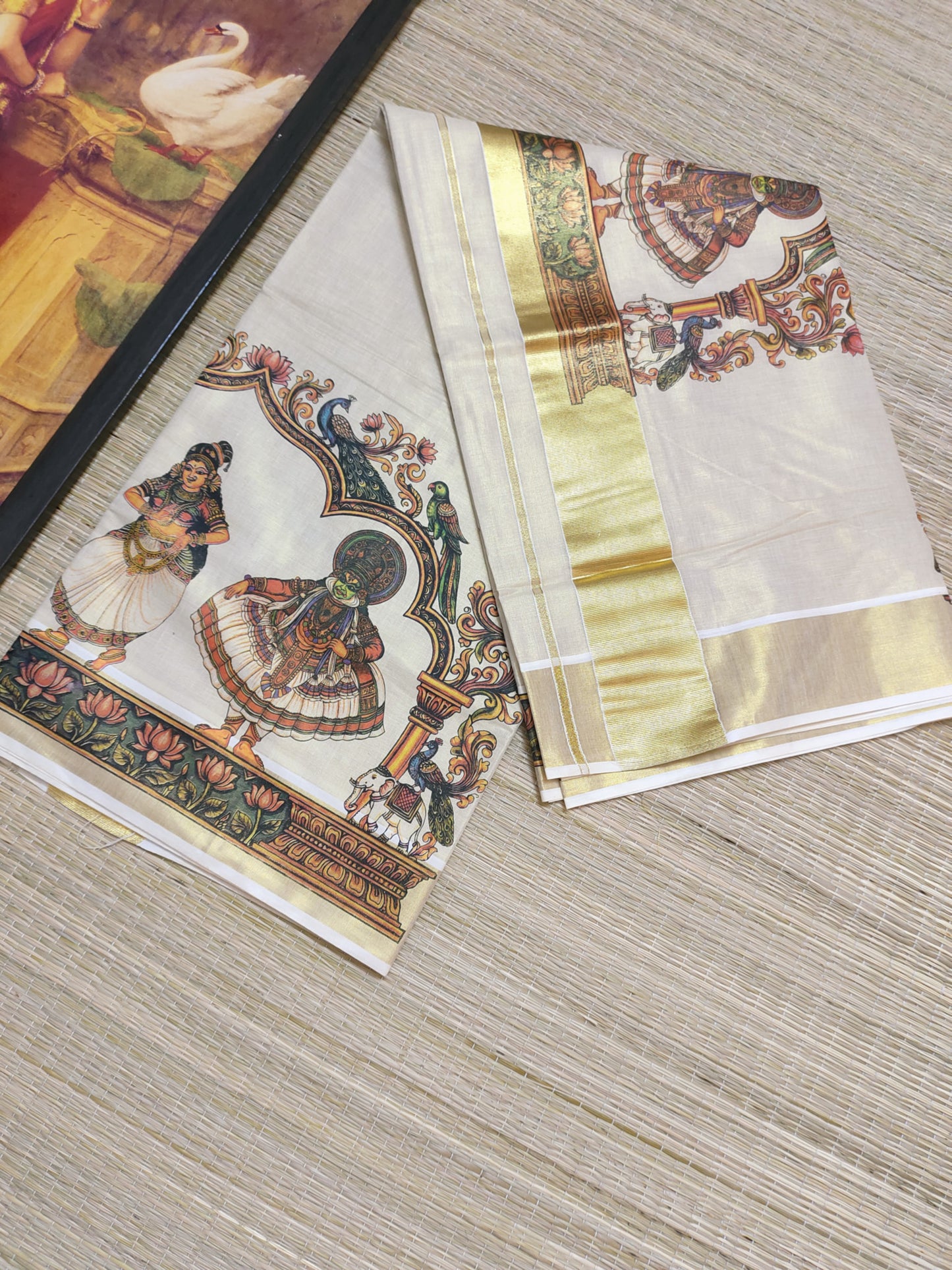 Premium Tissue Saree With Kathakali Prints