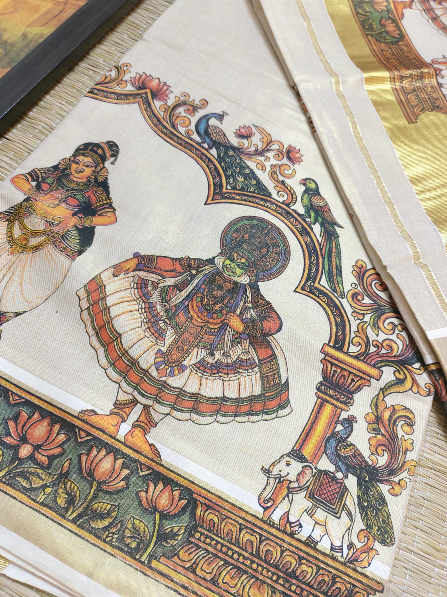 Premium Tissue Saree With Kathakali Prints