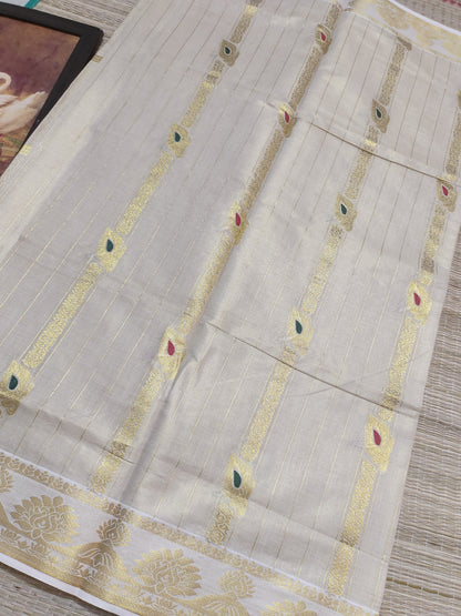 Tissue Jacquard Weave Saree With Parrot Motifs