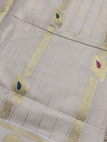 Tissue Jacquard Weave Saree With Parrot Motifs