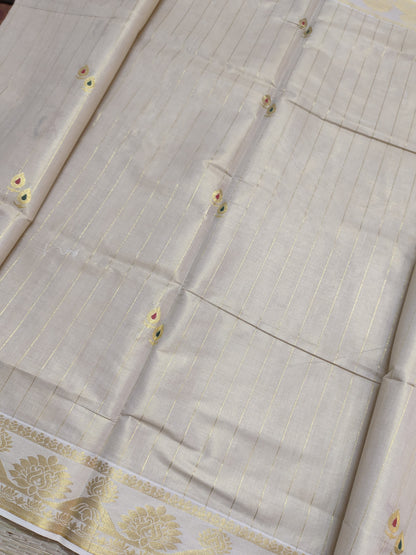 Tissue Jacquard Weave Saree With Parrot Motifs