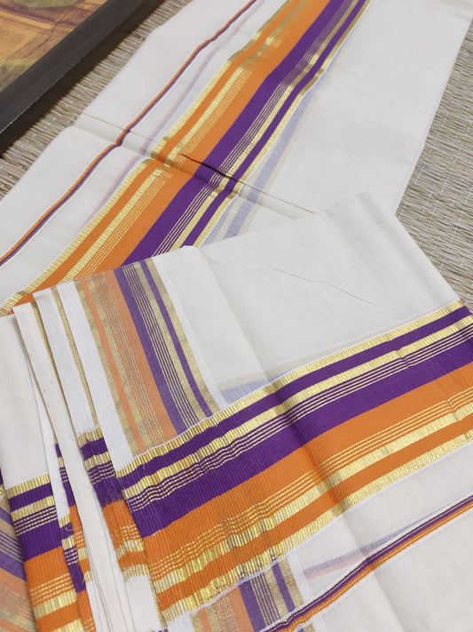 Premium Cotton Set Mundu With Kara And Kasavu.