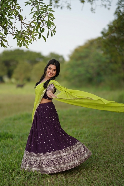 Georgette Dhavani Set With All-Over Sequence Work