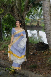 Pure Cotton Hand Block Print Saree With Fully Printed Blouse.