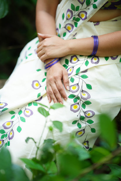 Sankupushpam Printed Pure Cotton Set Mundu with Hakoba Blouse