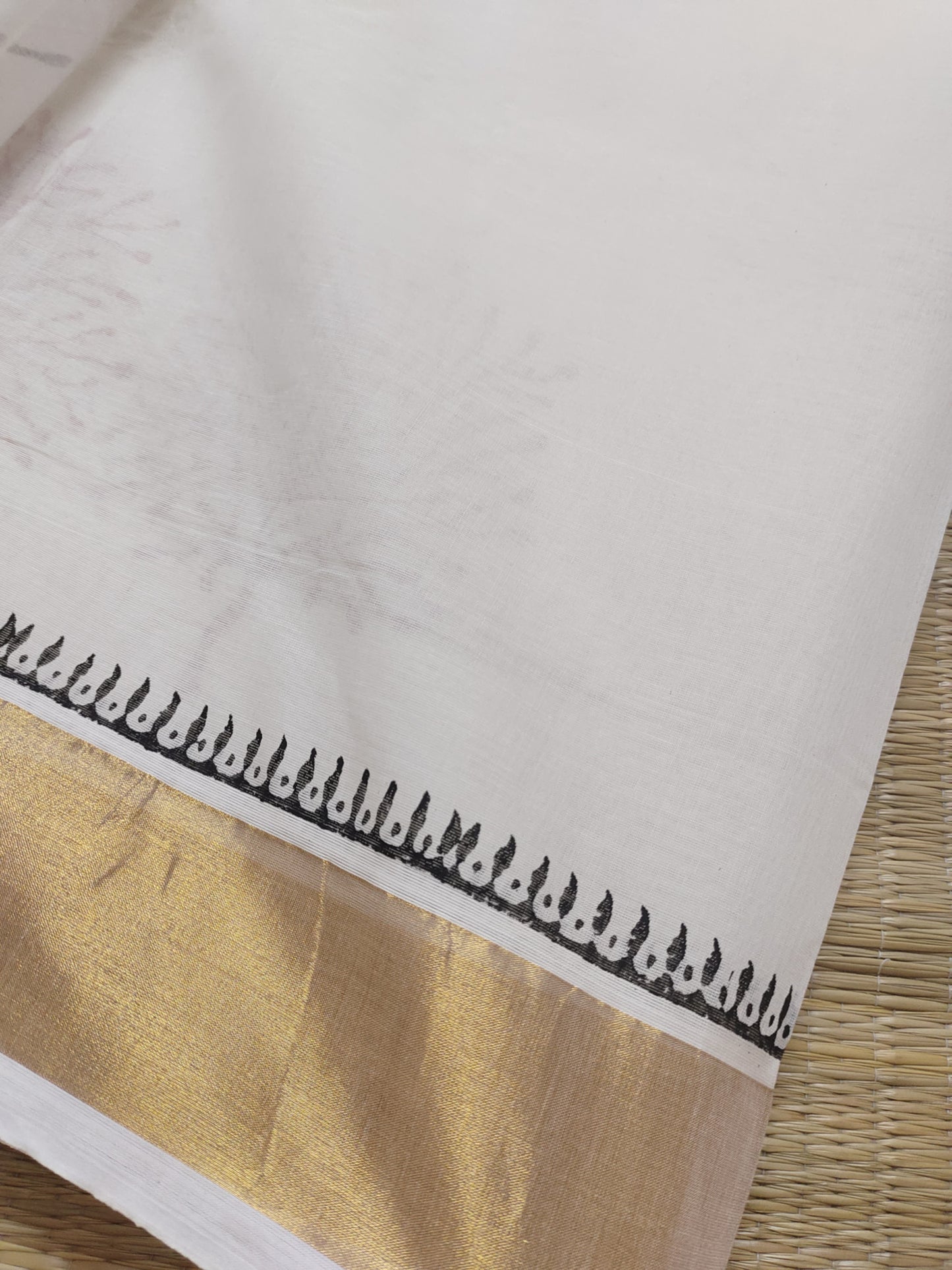 Hand block printed pure cotton saree with bold prints
