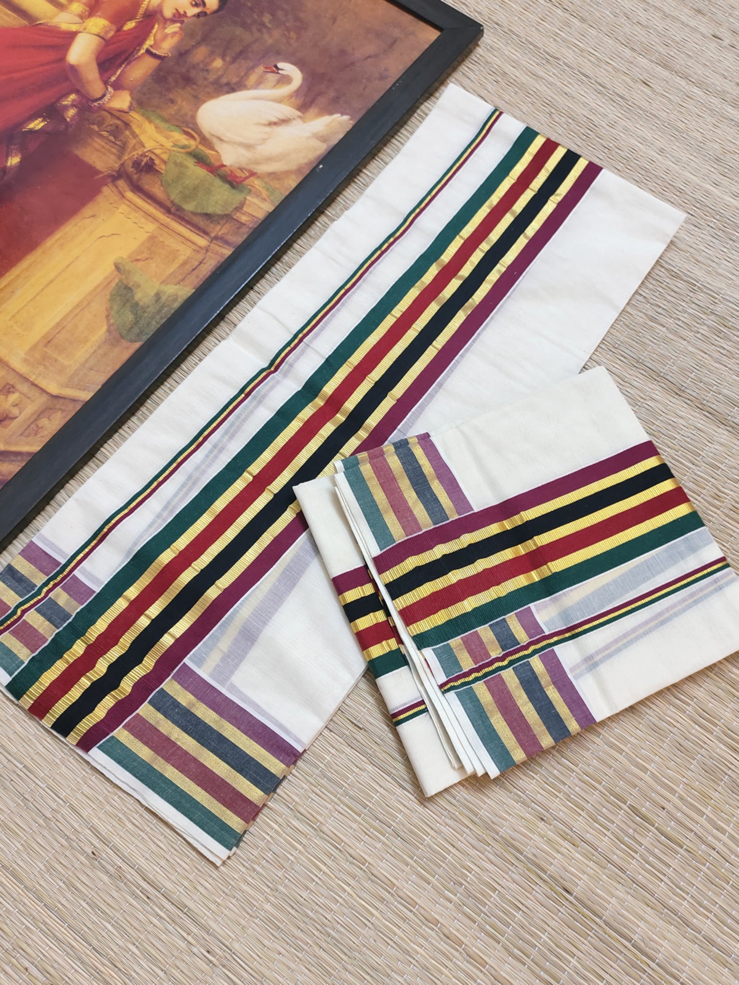 Festive edit  - pure cotton Kerala Set Mundu featuring a premium Kara and Kasavu