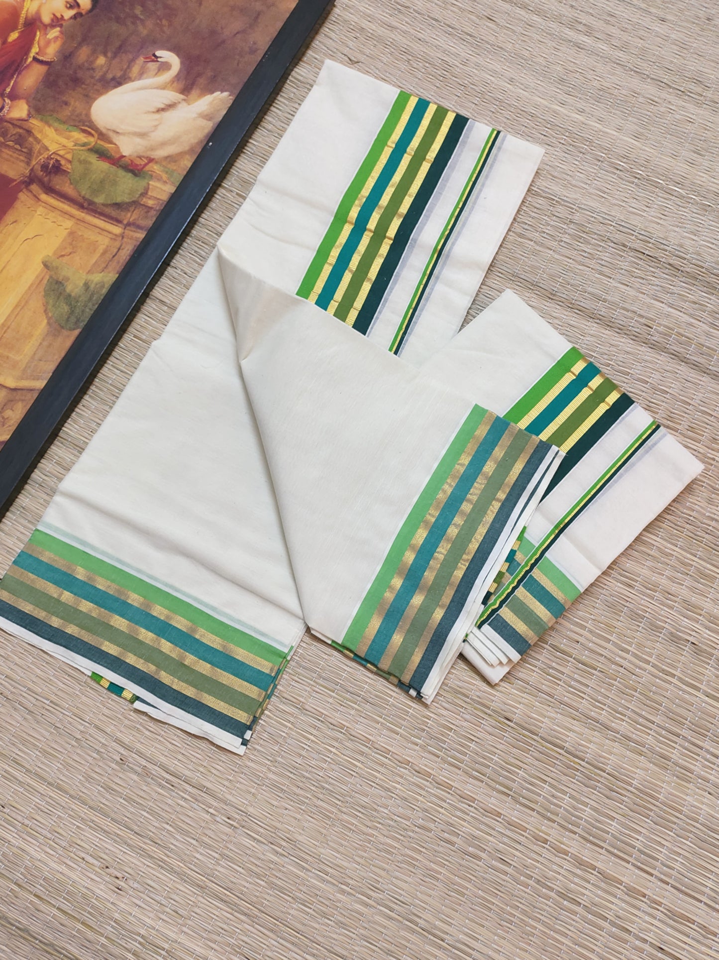 Festive edit  - pure cotton Kerala Set Mundu featuring a premium Kara and Kasavu