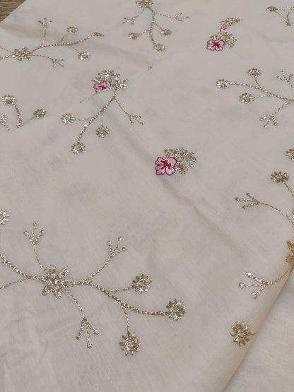 Pure cotton antique zari embroidery saree with running blouse