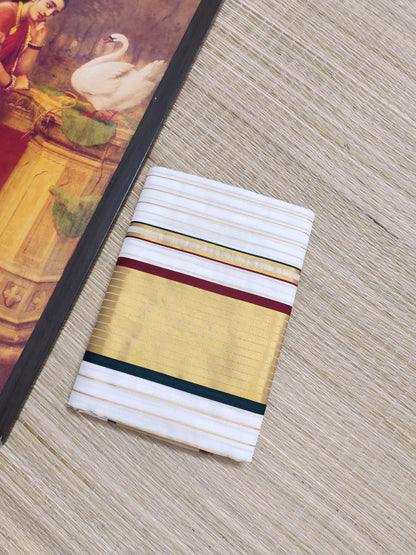 Premium Zari Woven Handloom Saree With Full Body Stripes