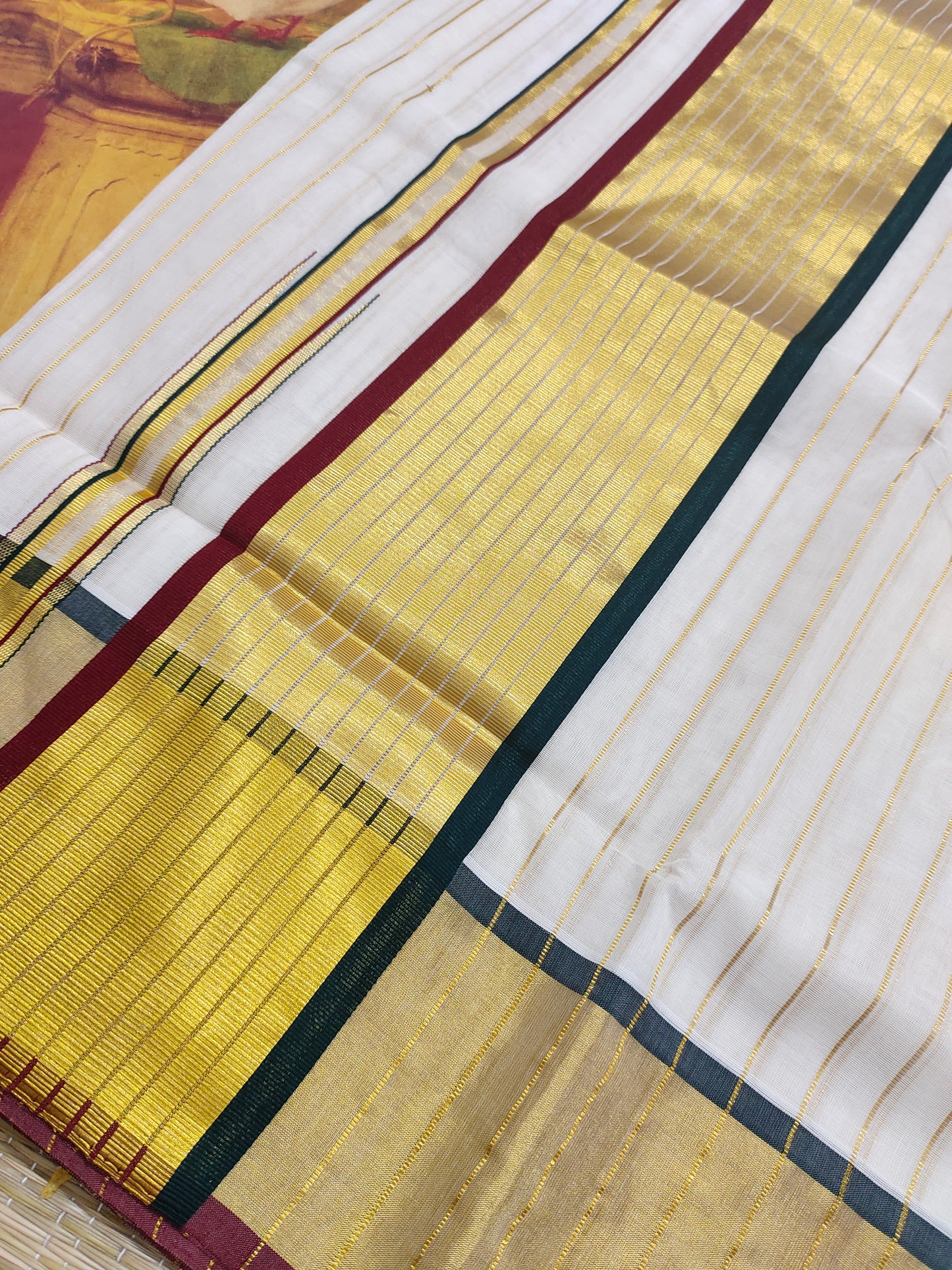Premium Zari Woven Handloom Saree With Full Body Stripes