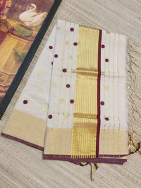 Kuthampully Premium tissue handloom saree with all-over  polka weave