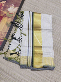 Pure cotton Kerala saree featuring all-over stripes