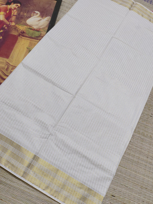 Premium Cotton All-Over Stripe Saree With Running Striped Blouse.