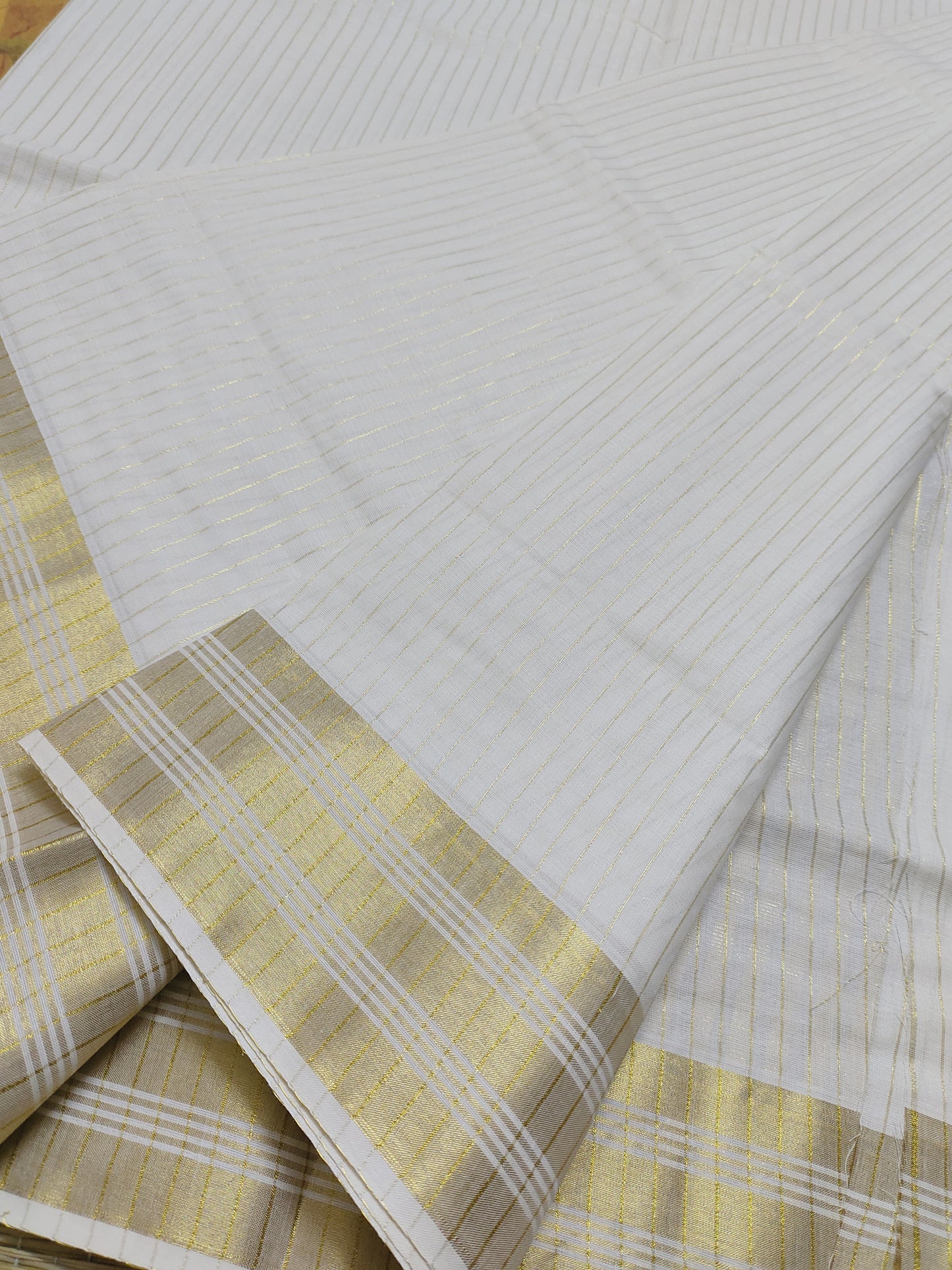 Premium Cotton All-Over Stripe Saree With Running Striped Blouse.