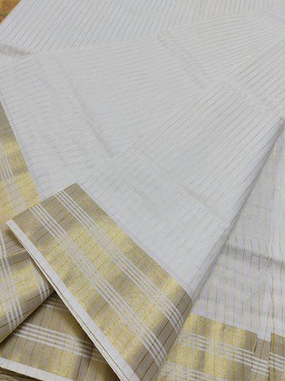 Premium Cotton All-Over Stripe Saree With Running Striped Blouse.
