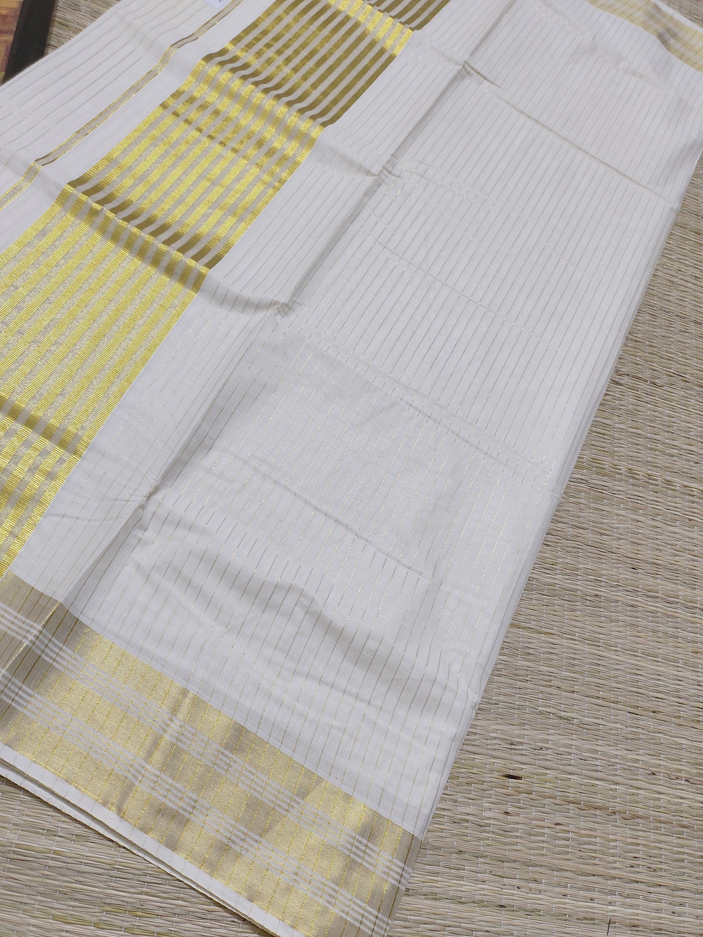 Premium Cotton All-Over Stripe Saree With Running Striped Blouse.