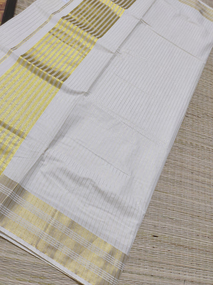 Premium Cotton All-Over Stripe Saree With Running Striped Blouse.