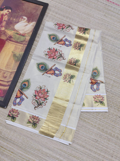 Premium tissue saree in elegant Pichwai-inspired prints