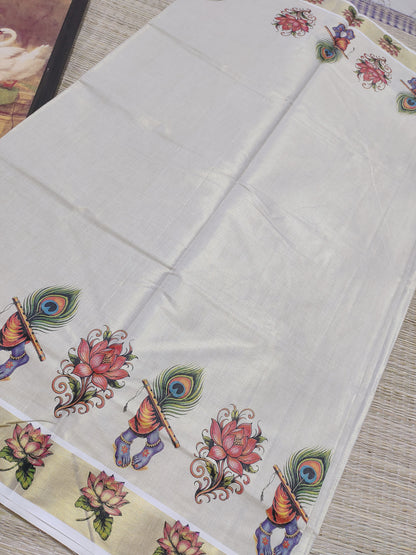 Premium tissue saree in elegant Pichwai-inspired prints
