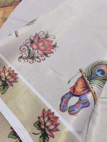 Premium tissue saree in elegant Pichwai-inspired prints