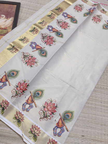 Premium tissue saree in elegant Pichwai-inspired prints