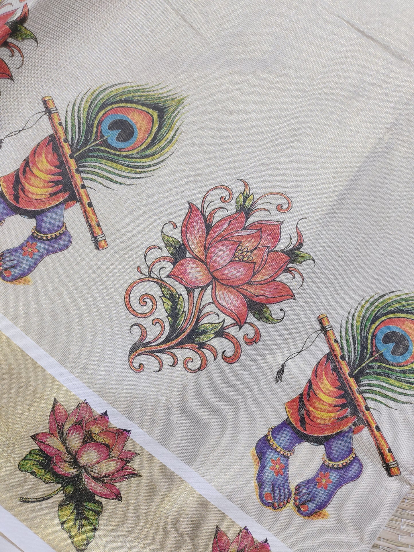 Premium tissue saree in elegant Pichwai-inspired prints