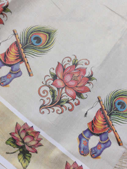 Premium tissue saree in elegant Pichwai-inspired prints