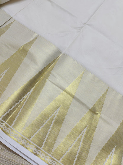 Premium cotton saree with temple borders and a rich pallu
