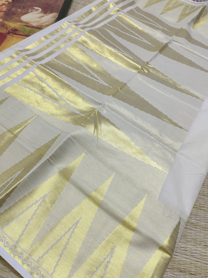 Premium cotton saree with temple borders and a rich pallu