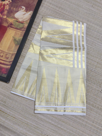 Premium cotton saree with temple borders and a rich pallu
