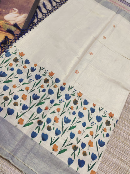 Premium  tissue saree featuring elegant floral prints