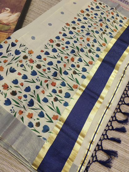 Premium  tissue saree featuring elegant floral prints
