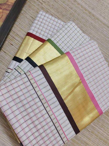 Premium Cotton Saree With All-Over Checks