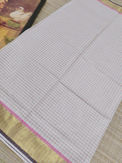 Premium Cotton Saree With All-Over Checks
