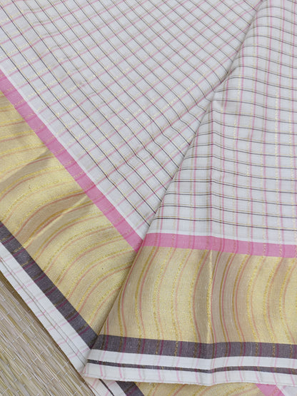 Premium Cotton Saree With All-Over Checks