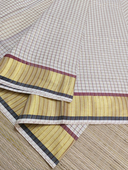 Premium Cotton Saree With All-Over Checks