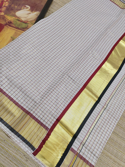 Premium Cotton Saree With All-Over Checks